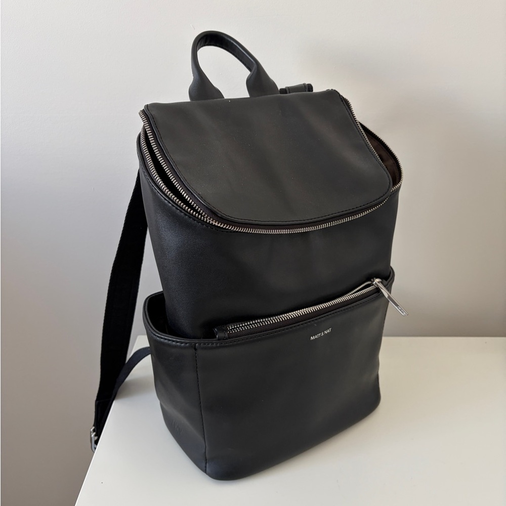 Matt & Nat Black Vegan Leather Backpack